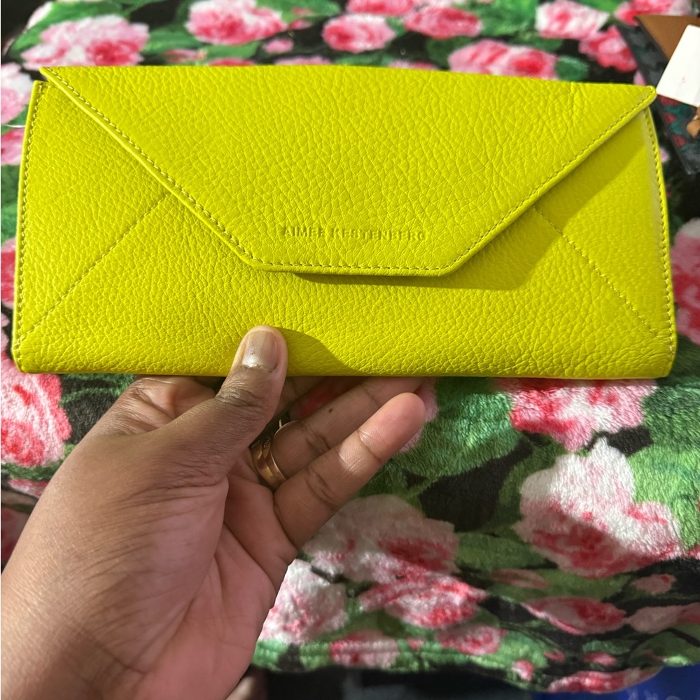 Aimee Kestenberg Neon Yellow Leather Wallet